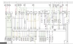 Schemat elektryczny silnika 1.6 TDCi z oznaczeniami kabli i komponentów.