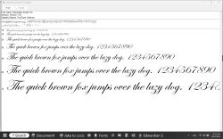 Podgląd czcionki Edwardian Script ITC w systemie Windows z przykładowym tekstem i cyframi.