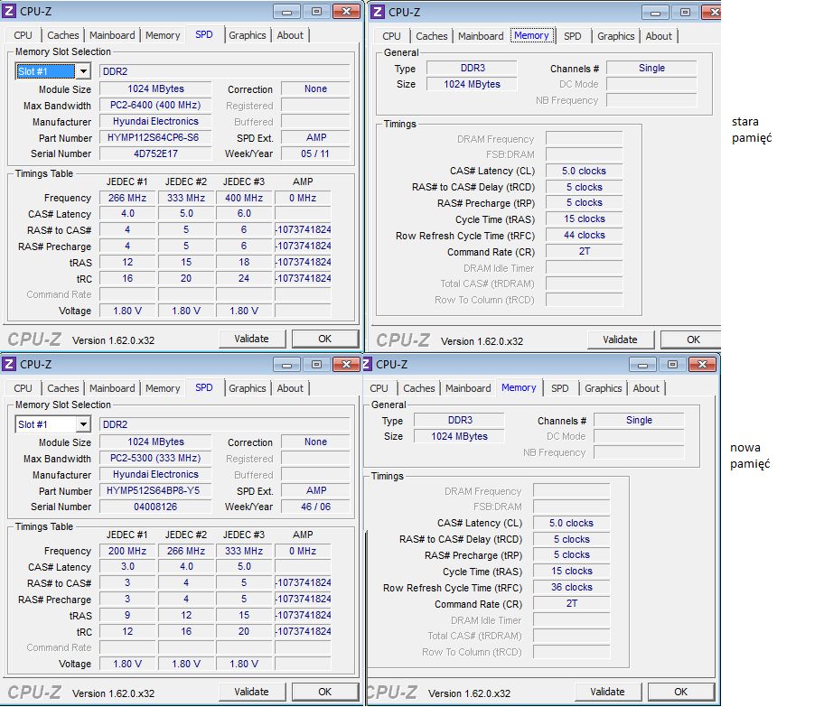 Toshiba NB500 - BIOS nie widzi nowej pamięci RAM 2GB Hynix 2Rx8 PC2-6400S