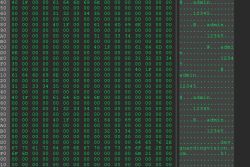 Zrzut ekranu edytora hex z danymi, w kolumnie ASCII widoczne „admin” i „12345”.