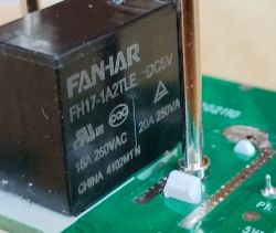FANHAR Relay on PCB Image of a FANHAR FH17-1A2TLE-DC5V relay on a PCB.