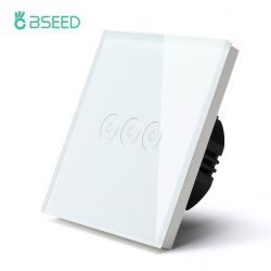 BSEED Three-Button Touch Panel Switch Modern BSEED wall switch touch panel with three buttons.