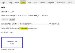 OTA Tab for BK7231N Screenshot of the OTA tab for the BK7231N chipset.