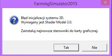 error code could not init 3d system shader model 3.0