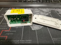 Three-Way Switch Electronic Circuit Board Switch housing with exposed electronic circuit board.