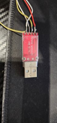USB to TTL CP2102 adapter with connected wires