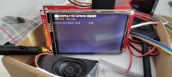 ILI9488 display showing audio interface with track SomaFM Grove Salad