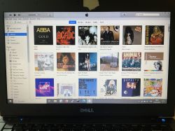 Ekran komputera z otwartą aplikacją iTunes, pokazujący bibliotekę muzyki.