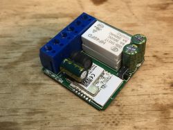 AVATTO WSM16-W2 Module with Two Relays AVATTO WSM16-W2 module with two relays on a wooden surface.