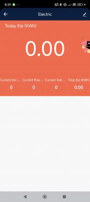 Screenshot of the Tuya app displaying electric consumption data.