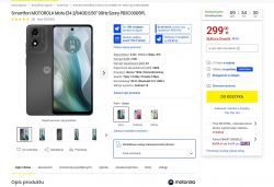 Offer for MOTOROLA Moto E14 2/64GB smartphone with 6.56 screen in gray, price 299 PLN.