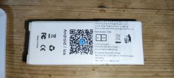 Packaging for Temperature and Humidity Sensor TH08 View of device packaging with manufacturer information and QR code.