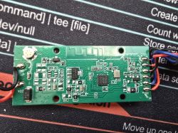 LED controller PCB with BK7231N chip and labeled solder pads for UART and power.