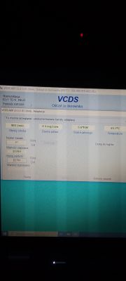 Ekran programu VCDS z odczytem parametrów samochodu Audi po płukaniu wtryskiwaczy.