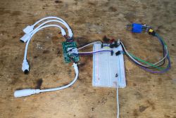 Appio Strip 7331 LED Controller with Breadboard Setup LED controller setup on a workbench