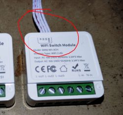 WiFi switch module with external wires.