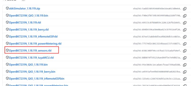 Screenshot of the GitHub page showing the “Releases” section for the OpenBK7231T_App project.