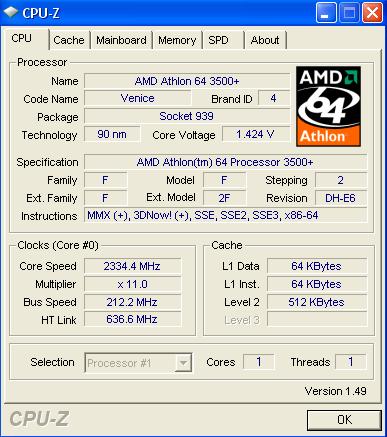 Athlon64 3500+ na Gigabajcie ga-k8nf-9