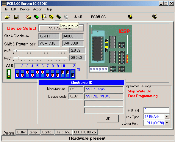 Czy kość biosu SST 39VF040 zaprogramuje Willem 7.1? - 2