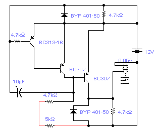 Czujnik wody, rezystancja wody - schemat
