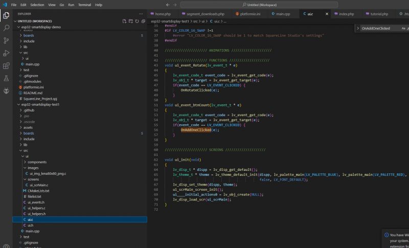 ESP32 and touch display - part 5 - LVGL in SquareLine Studio ESP32 and touch display - part 5 - LVGL in SquareLine Studio
