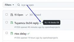 Part of the GitHub panel showing a list of open pull requests with details of one of them.