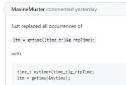 Code comment fragment about changing the use of the time_t structure in programming.