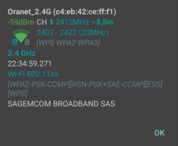Wi-Fi 6 Network Settings for Oranet_2.4G Screenshot of Wi-Fi 6 network settings for Oranet_2.4G on the 2.4 GHz frequency.