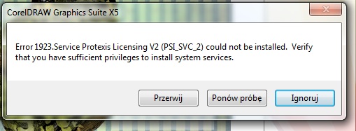 Corel X5 błąd instalacji. Instaluję wersję trial.