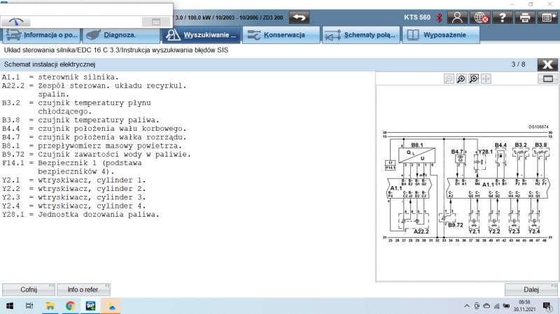 Schemat instalacji silnika i wskaźników do Master II 3.0 dci - brak świecenia kontrolki świec