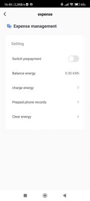 Expense Management in App Screenshot of expense management app with prepayment settings options.