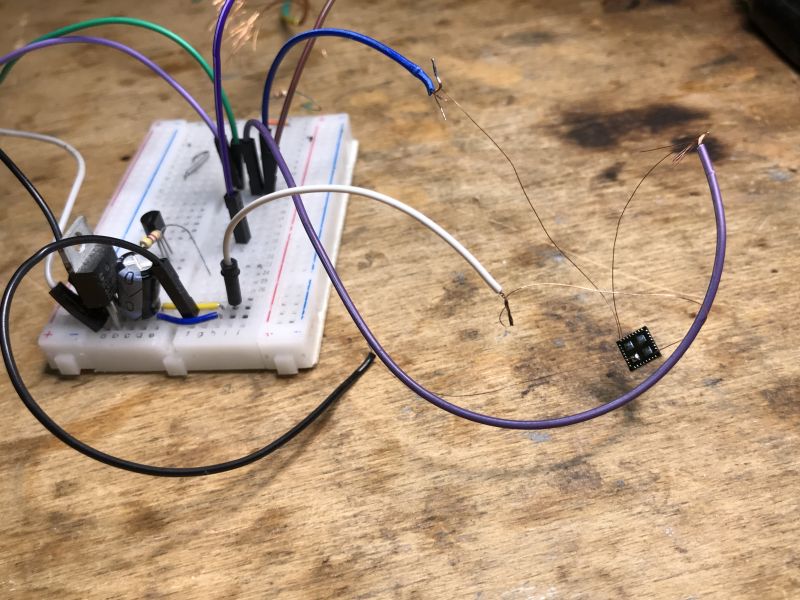 Breadboard with Wires and Electronic Components Breadboard with electronic components and wires.
