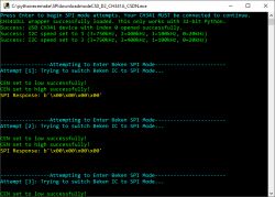 Console screen showing attempts to enter SPI mode.