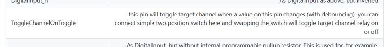 Table row with ToggleChannelOnToggle entry and pin function description