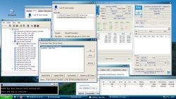 Windows XP screenshot with Device Manager, UefiMenu, and Intel Atom x5-Z8350 system info windows