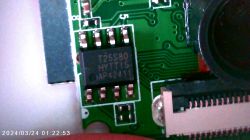 Circuit Board with T25S80 Chip Close-up of a circuit board with a clearly visible T25S80 chip.