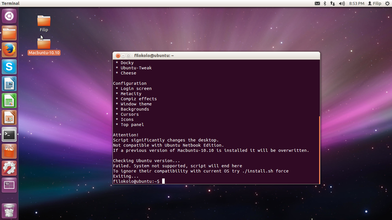 Linux Ubuntu Problem z zainstalowaniem macbuntu
