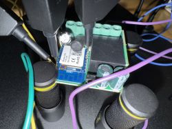 CB3S Module with Connections CB3S electronic module connected with wires and two probe clips.