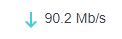 Strzałka w dół obok napisu 90.2 Mb/s.