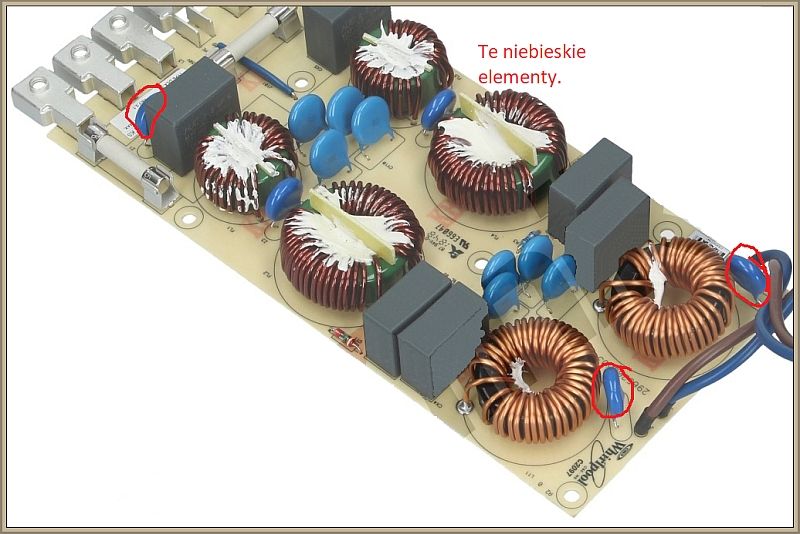 Whirpool PIT6541SU typ PBP4VI525FTB4SC - przepalone części filtra