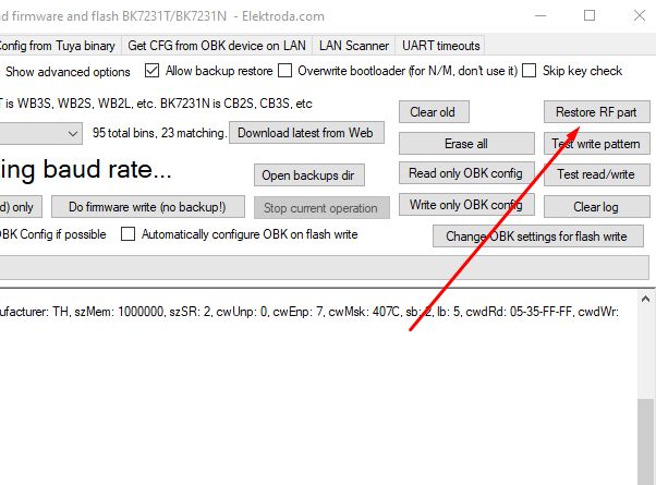 BK7231 GUI Flash Tool - Benutzeroberfläche BK7231 GUI Flash Tool Benutzeroberfläche in Betrieb