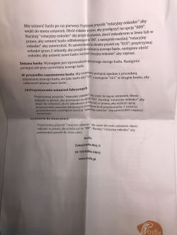 Instrukcja obsługi stacji lutowniczej – fragment dotyczący ustawiania hasła i funkcji przywracania ustawień fabrycznych.
