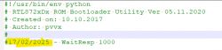 Screenshot of ROM Bootloader code with creation date 17/02/2025.
