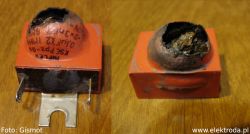 Damaged MIFLEX KSEPpz-011 interference filter with burnt casing