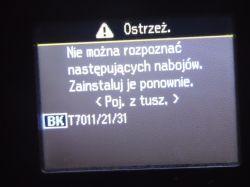 Epson WorkForce Pro WP-4530: Komunikat błędu, zużycie atramentu i dźwięk pompki