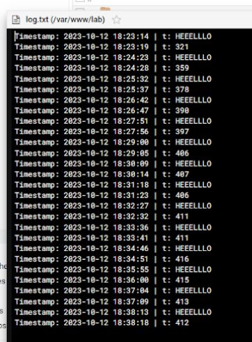 Screenshot of Measurement Log File Screenshot of a log file showing timestamps and measurement results.