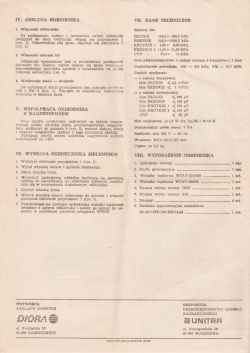 User Manual and Technical Specifications of Unitra Sudety R-208 Radio User manual of the Unitra Sudety R-208 radio with technical specifications.