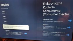 Zdjęcie ekranu telewizora TCL z ustawieniami HDMI CEC i eARC