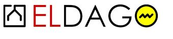 ELDAGO logo with a house icon on the left and a yellow circle with a wave on the right