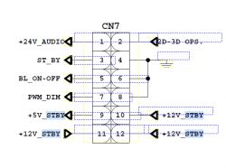CN7 connection diagram with labels for audio, standby, and voltage signals.